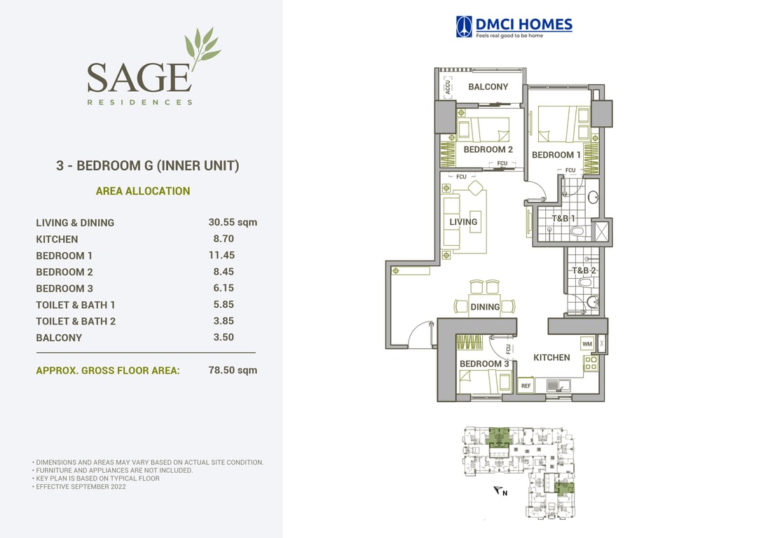 Pasalo! 3 Bedroom 78.50 sqm with parking at Sage Residences Mandaluyong
