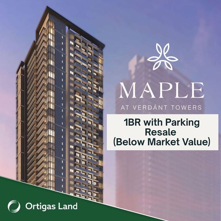 Condo for Sale in Pasig: 1BR Maple at Verdant Towers (Save ₱2.7M) Ortigas Land