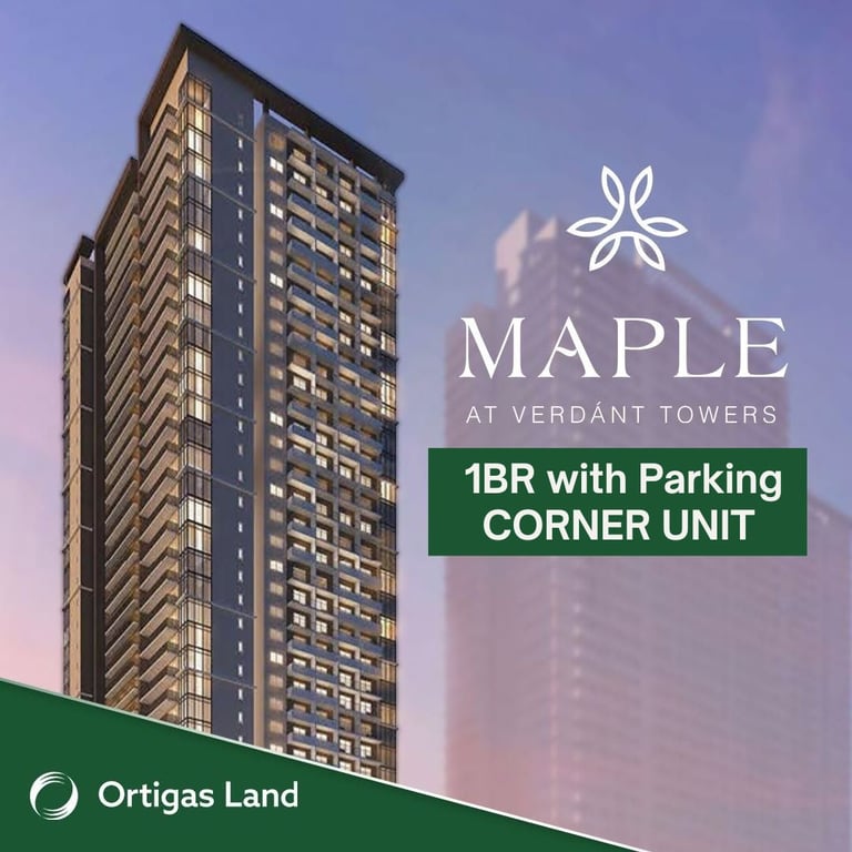 Rare 1BR CORNER Unit + Parking | Maple at Verdant Towers Ortigas Land near CCF