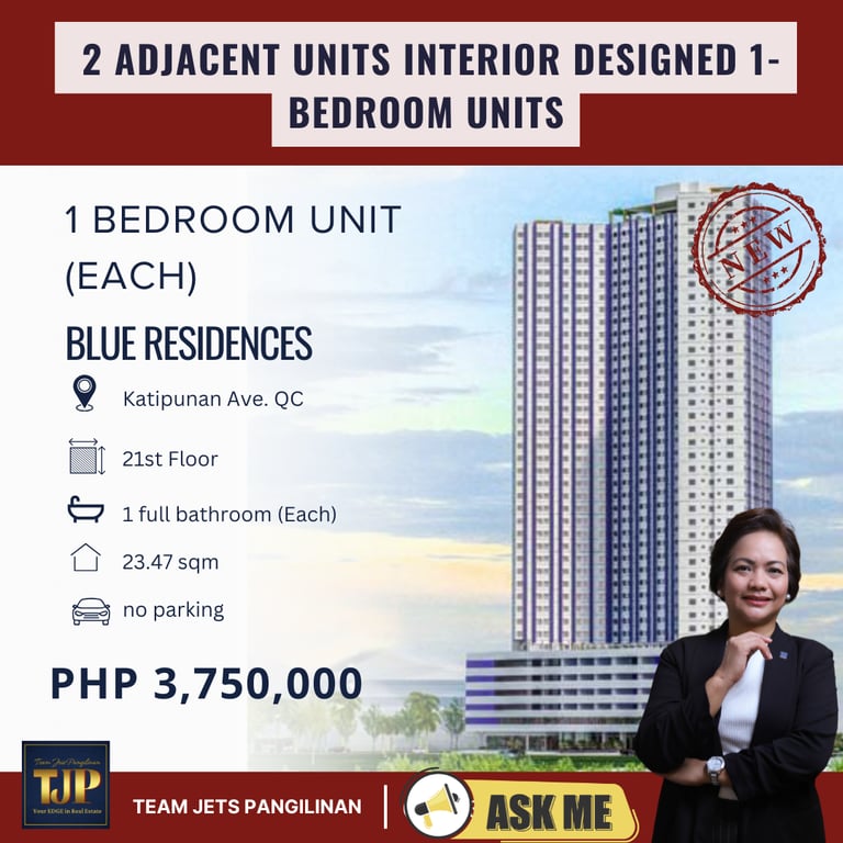 Blue Residences, Katipunan Ave. Quezon City: 2 Adjacent Units Interior Designed 1-Bedroom Unit — Quezon CIty photo 2